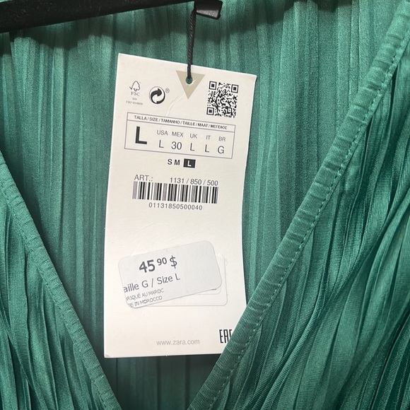 Zara Green V-neck Dress - Picture 5 of 7